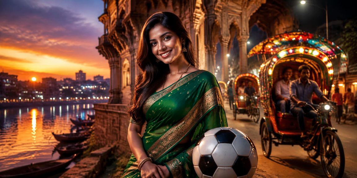 ঢাকায় সন্ধ্যায় ল্যাপটপে ফুটবল ম্যাচ অডস পর্যালোচনা করছেন একজন ব্যবহারকারী
